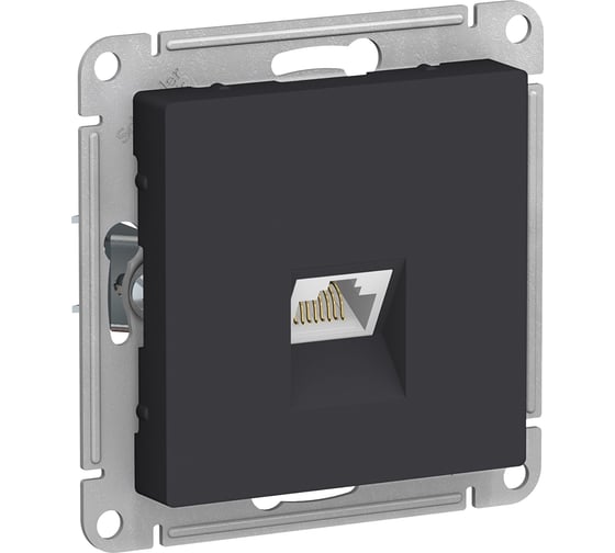 Компьютерная розетка Systeme Electric AtlasDesign Карбон RJ45, кат. 6A, механизм SE ATN001086