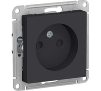 Розетка Systeme Electric AtlasDesign Карбон б/з со шторками, 16А, механизм SE ATN001049
