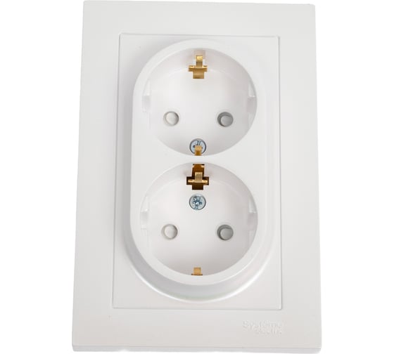 Розетка Systeme Electric AtlasDesign Жемчуг с/з двойная, со шторками, 16А, в сборе SE ATN000426