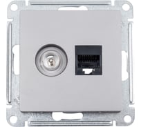 Двойная розетка Systeme Electric AtlasDesign Сталь комп+ТВ, RJ45+TV, кат.5E, механизм SE ATN000989