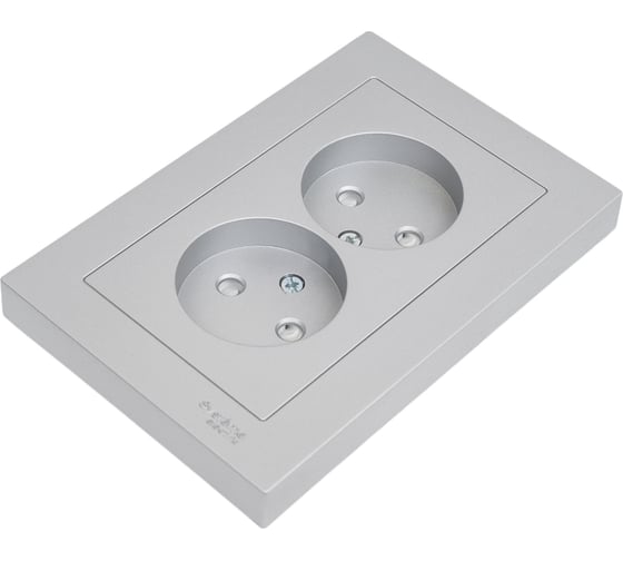 Розетка Systeme Electric AtlasDesign Алюминий б/з двойная, со шторками,16А, в сборе SE ATN000322