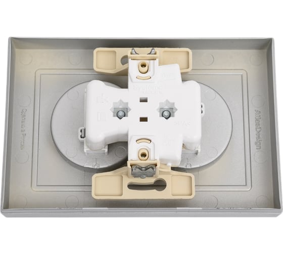 Розетка Systeme Electric AtlasDesign Алюминий б/з двойная, со шторками,16А, в сборе SE ATN000322