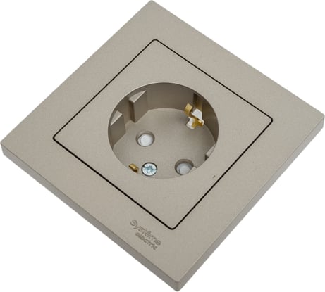 Розетка Systeme Electric AtlasDesign Шампань с/з со шторками, 16А, в сборе SE ATN000544
