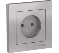 Розетка Systeme Electric AtlasDesign Алюминий б/з, 16А, в сборе SE ATN000340