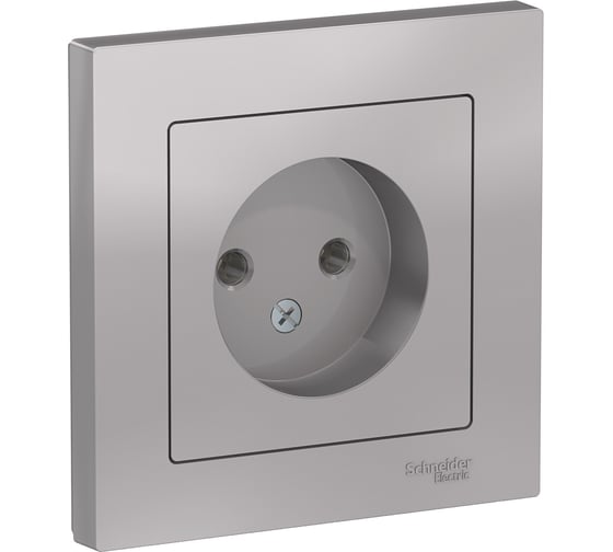 Розетка Systeme Electric AtlasDesign Алюминий б/з, 16А, в сборе SE ATN000340