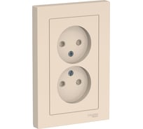 Розетка Systeme Electric AtlasDesign Беж б/з двойная, со шторками,16А, в сборе SE ATN000222