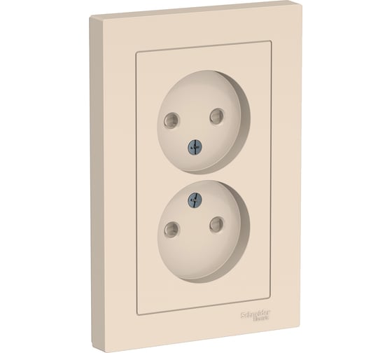 Розетка Systeme Electric AtlasDesign Беж б/з двойная, со шторками,16А, в сборе SE ATN000222