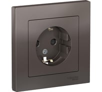 Розетка Systeme Electric AtlasDesign Мокко с/з со шторками, 16А, в сборе SE ATN000644