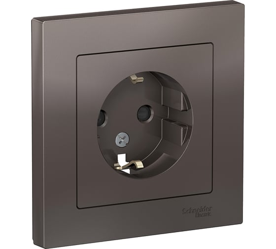 Розетка Systeme Electric AtlasDesign Мокко с/з со шторками, 16А, в сборе SE ATN000644