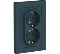Розетка Systeme Electric AtlasDesign Изумруд с/з двойная, 16А, в сборе SE ATN000824