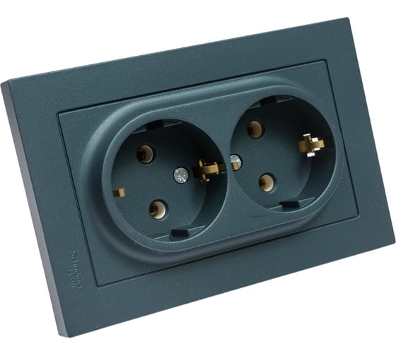Розетка Systeme Electric AtlasDesign Изумруд с/з двойная, 16А, в сборе SE ATN000824