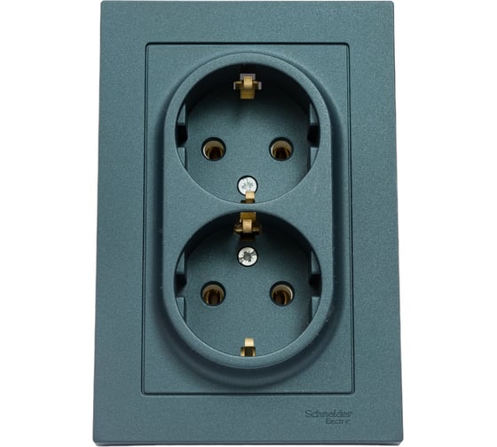 Розетка Systeme Electric AtlasDesign Изумруд с/з двойная, 16А, в сборе SE ATN000824