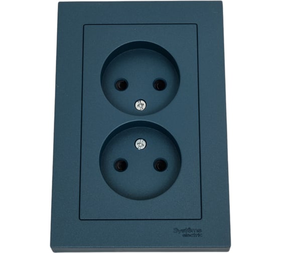 Розетка Systeme Electric AtlasDesign Изумруд б/з двойная, со шторками,16А, в сборе SE ATN000822