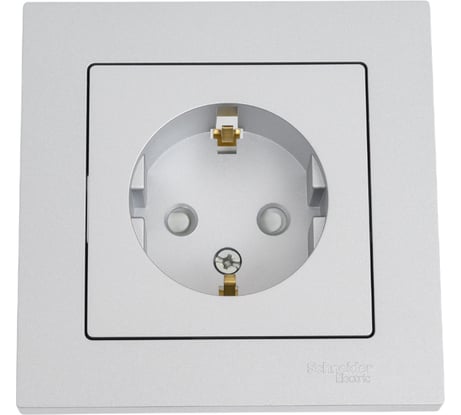 Розетка Systeme Electric AtlasDesign Алюминий с/з со шторками, 16А, в сборе SE ATN000344