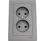 Розетка Systeme Electric AtlasDesign Сталь б/з двойная, со шторками,16А, в сборе SE ATN000922 1