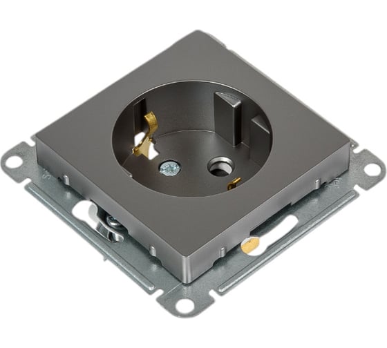 Розетка Systeme Electric AtlasDesign Сталь с/з со шторками, 16А, механизм SE ATN000945