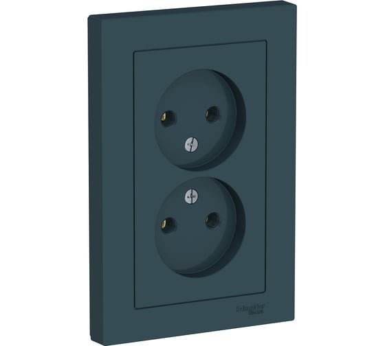 Розетка Systeme Electric AtlasDesign Изумруд б/з двойная, 16А, в сборе SE ATN000820