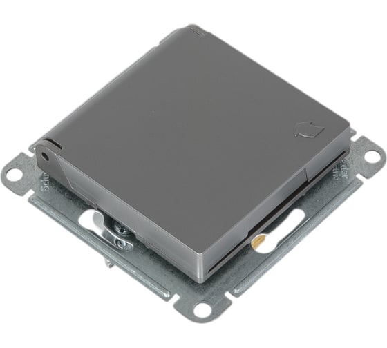 Розетка Systeme Electric AtlasDesign Сталь с/з, со шторками, с крышкой, 16А, в сборе SE ATN000946