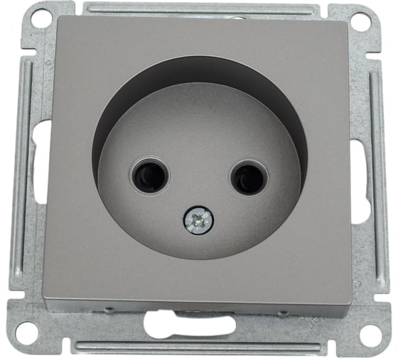 Розетка Systeme Electric AtlasDesign Сталь б/з  со шторками, 16А, механизм SE ATN000949