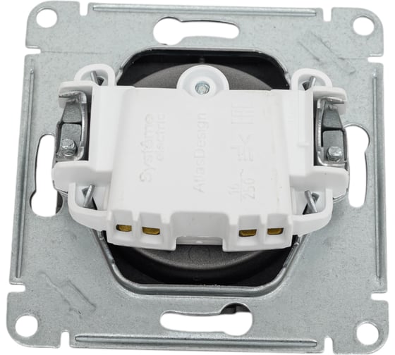 Розетка Systeme Electric AtlasDesign Сталь б/з  со шторками, 16А, механизм SE ATN000949