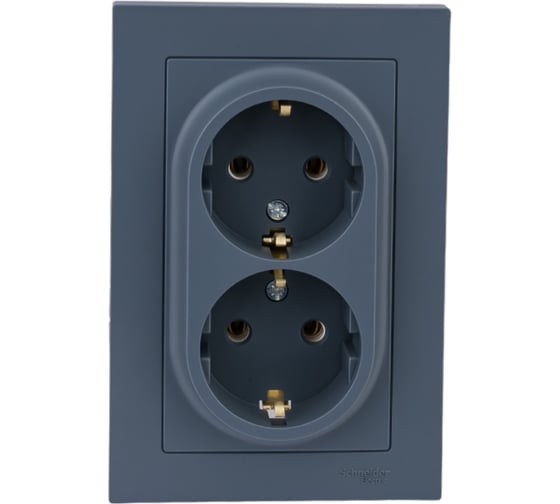 Розетка Systeme Electric AtlasDesign Грифель с/з двойная, 16А, в сборе SE ATN000724