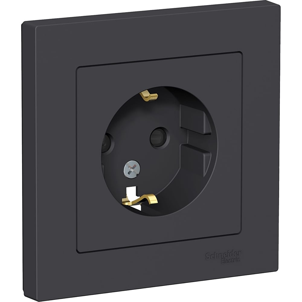 Розетка Systeme Electric AtlasDesign Карбон с/з со шторками, 16А, в ...
