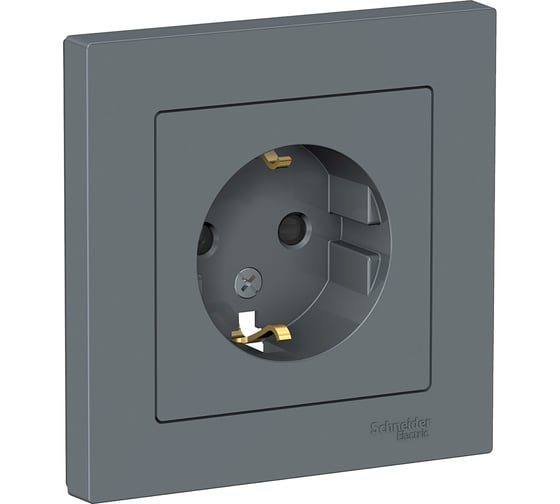 Розетка Systeme Electric AtlasDesign Грифель с/з со шторками, 16А, в сборе SE ATN000744