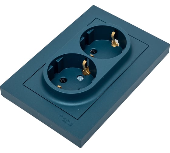 Розетка Systeme Electric AtlasDesign Изумруд с/з двойная, со шторками, 16А, в сборе SE ATN000826