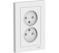 Розетка Systeme Electric AtlasDesign Бел б/з двойная, со шторками,16А, в сборе SE ATN000122