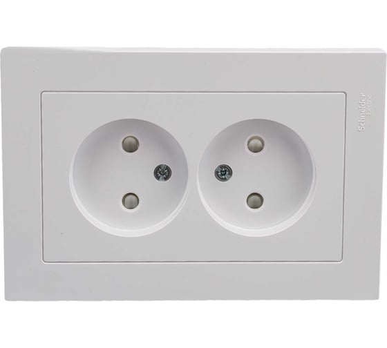 Розетка Systeme Electric AtlasDesign Бел б/з двойная, со шторками,16А, в сборе SE ATN000122