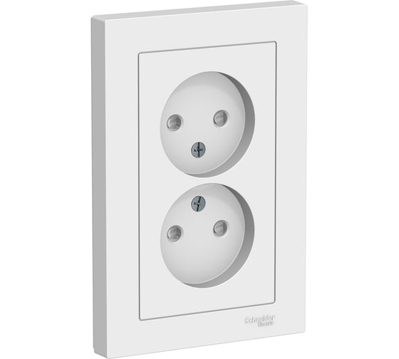 Розетка Systeme Electric AtlasDesign Бел б/з двойная, со шторками,16А, в сборе SE ATN000122