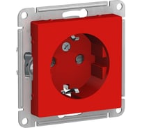 Розетка Systeme Electric AtlasDesign Красный с/з со шторками, 16А, механизм SE ATN002045