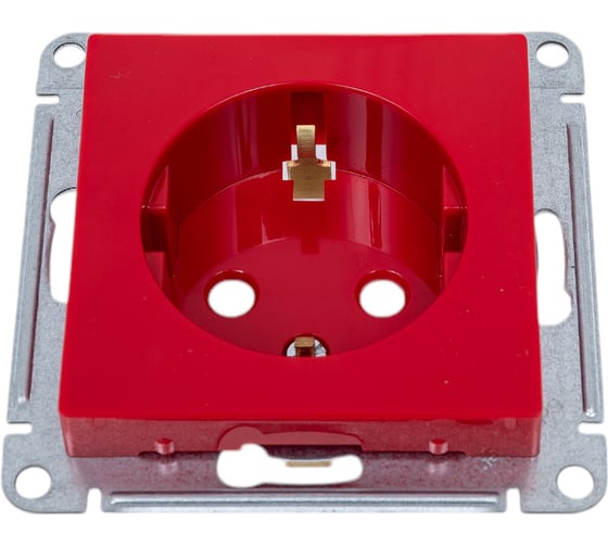 Розетка Systeme Electric AtlasDesign Красный с/з со шторками, 16А, механизм SE ATN002045