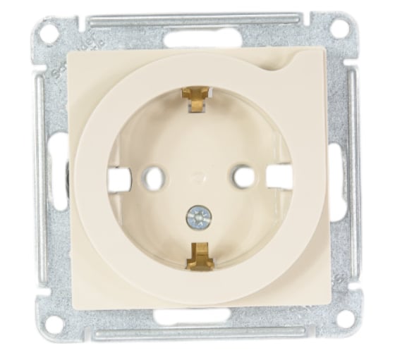 Розетка Systeme Electric AtlasDesign Беж с/з со шторками с выталк., 16А, механизм SE ATN000247