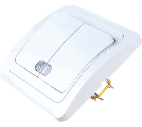 2 клавишный выключатель Econ Мимоза с подсветкой 10А белый 2113