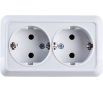 Двойная розетка ECON Астра с заземлением 16А, 250В белая 1109