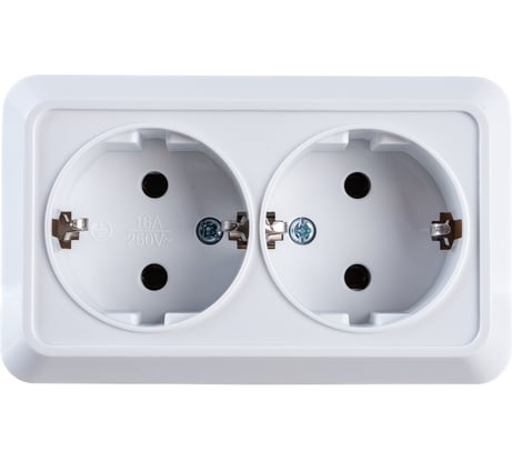 Двойная розетка ECON Астра с заземлением 16А, 250В белая 1109