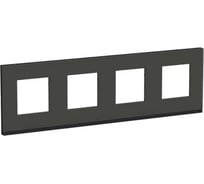 4-ная рамка Systeme Electric Unica Pure Черное стекло/Антрацит, горизонтальная SE NU600886