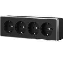Розетка четверная с заземлением и шторками Werkel Gallant W5072258 черный/хром a071254