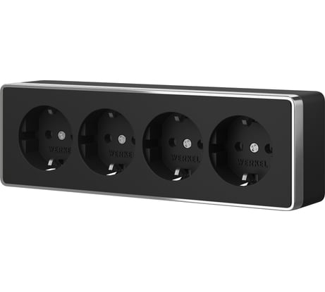 Розетка четверная с заземлением и шторками Werkel Gallant W5072258 черный/хром a071254