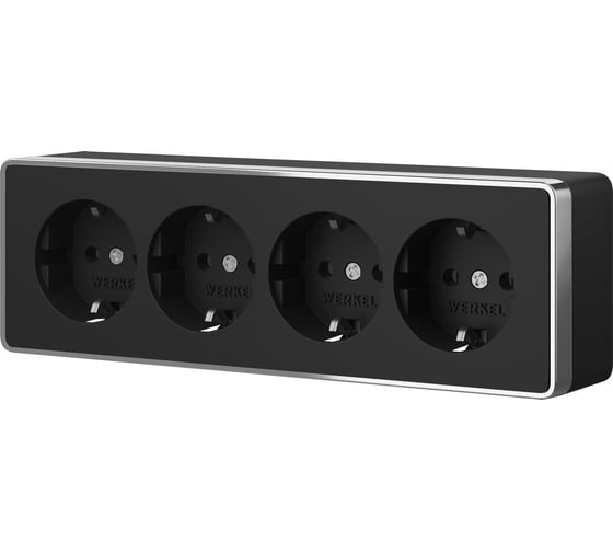 Розетка четверная с заземлением и шторками Werkel Gallant W5072258 черный/хром a071254 1