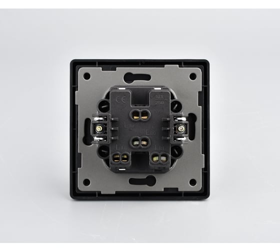 2 клавишный выключатель ALTECH с индикацией ENCORE 2SIY скрытого монтажа черный в сборе 46737589 07453 1