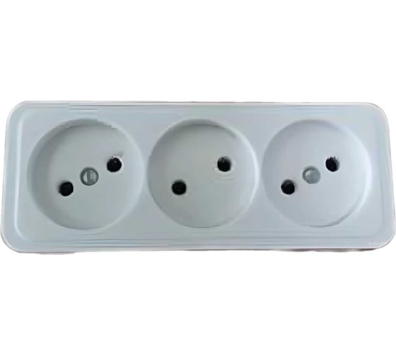Розетка Ливны-Электро РА 10-014 3-х местная, белая, с подпружиненными контактами, с донышком, 110 штук РА 6747.1 1