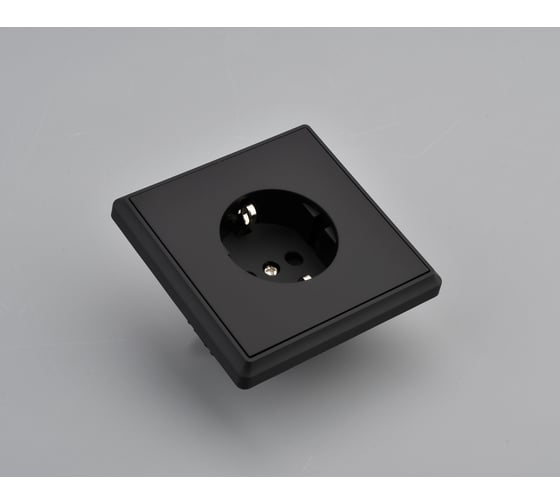 Розетка силовая 1-местная ALTECH ENCORE 1SB скрытого монтажа с заземлением и шторками черная в сборе 07436 1