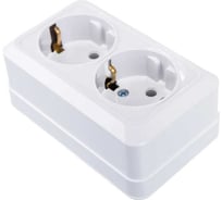 Розетка 2-местная силовая ALTECH SPACE открытого монтажа с заземлением белая 07428