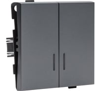 2 клавишный выключатель ALTECH с индикацией ENCORE 2SIG скрытого монтажа графит механизм 07386