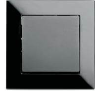 1-клавишный электрический выключатель STEKKER 250В, 10А, серия Катрин, со стеклянной рамкой, GLS10-7003-05, черный 39505