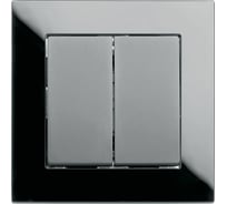 2-клавишный электрический выключатель STEKKER 250В, 10А, серия Катрин, со стеклянной рамкой, GLS10-7004-05, черный 39506