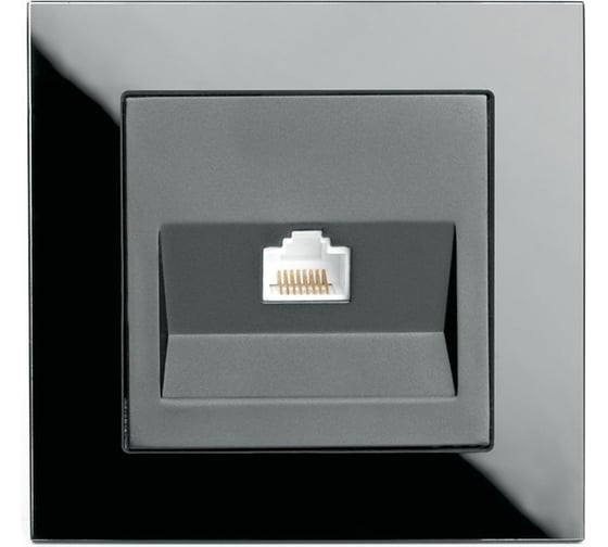 Компьютерная 1-местная розетка RJ-45 STEKKER серия Катрин, со стеклянной рамкой, GLS00-7007-05, черный 39510