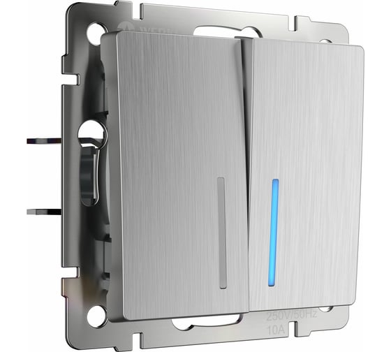 Двухклавишный проходной выключатель WERKEL W1122109 с подсветкой серебряный a051369 1